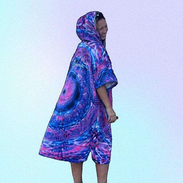 Psychedelic Blur Beach Change Towel with Pockets